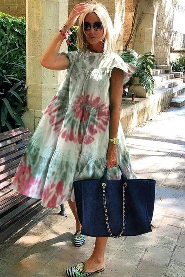 LP | A-line dress with charming and soft print