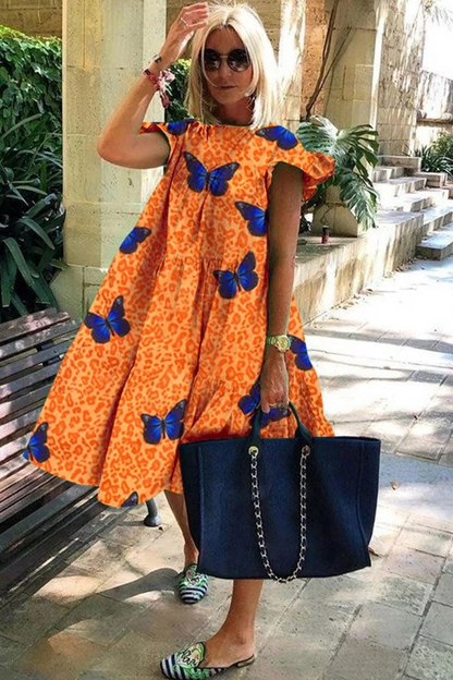 LP | A-line dress with charming and soft print