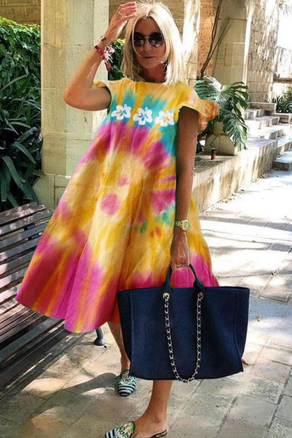 LP | A-line dress with charming and soft print
