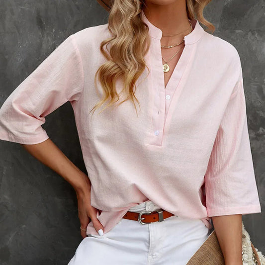 MiaMilana - Linen turtleneck blouse