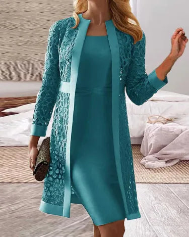 LP | Two-piece set - lace cardigan dress for women