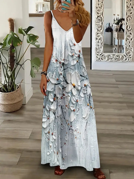 LP | Dress with floral print and spaghetti straps