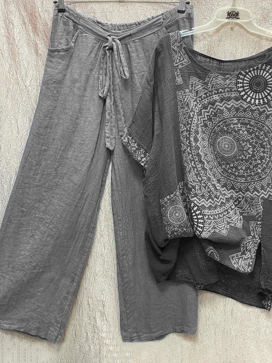 Two-piece set with free bohemian print