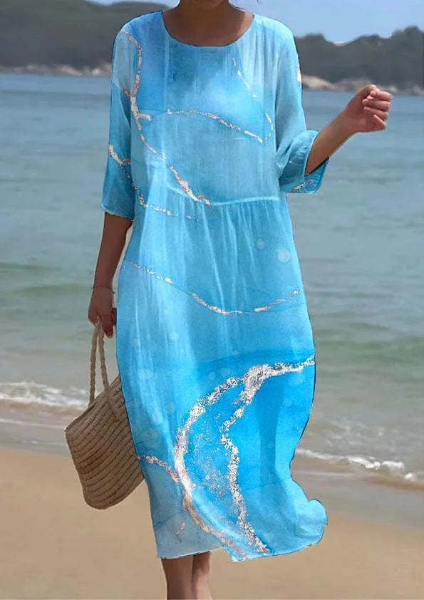 Dress with half sleeves and high waistline