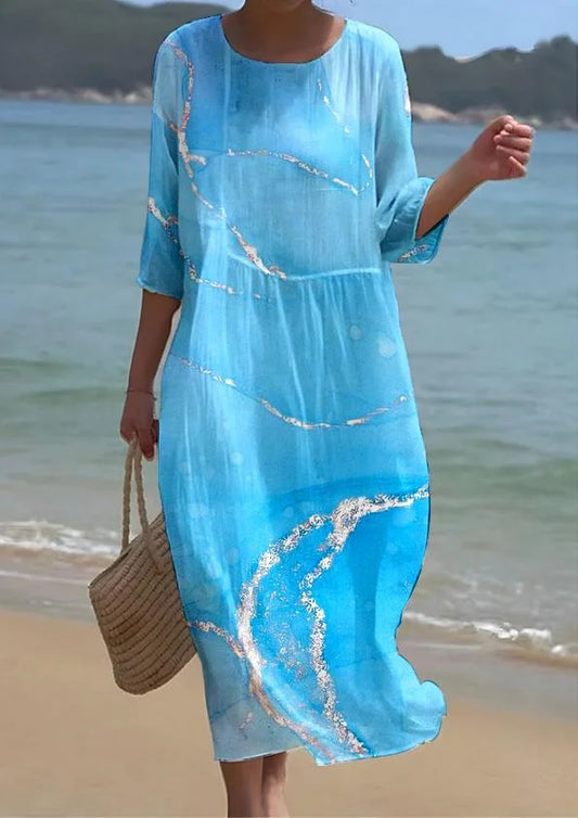 Dress with half sleeves and high waistline