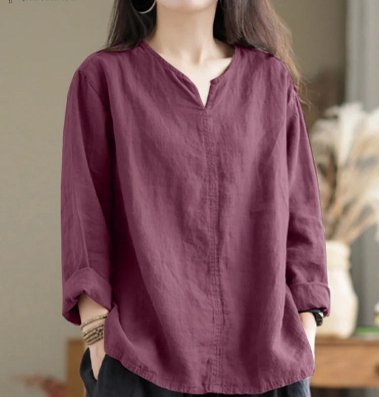 LP | V-neck cotton blouse