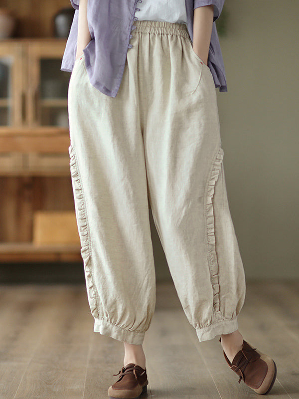 Short harem pants with ruffles