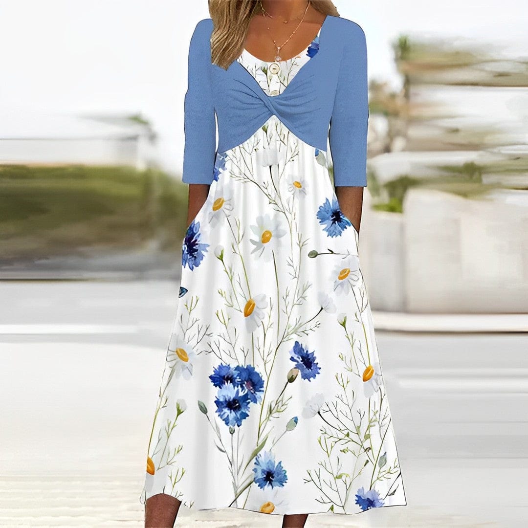 -Style blue floral dress