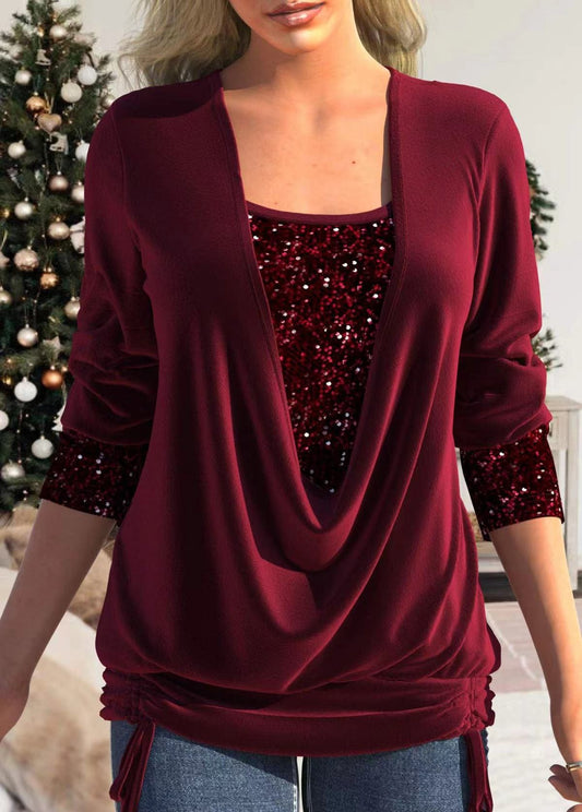 LP | wine-red long-sleeved top
