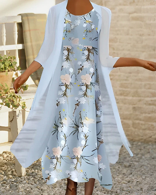 - Sky blue two-piece dress for ladies