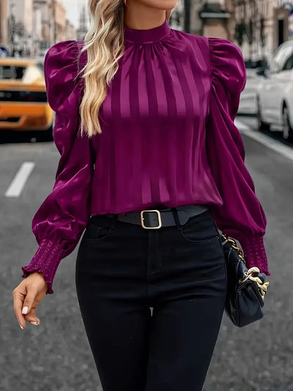 LP | Blouse with high neck and puff sleeves