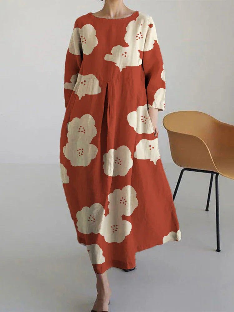 LP | Marce - Long, simple floral print dress for women