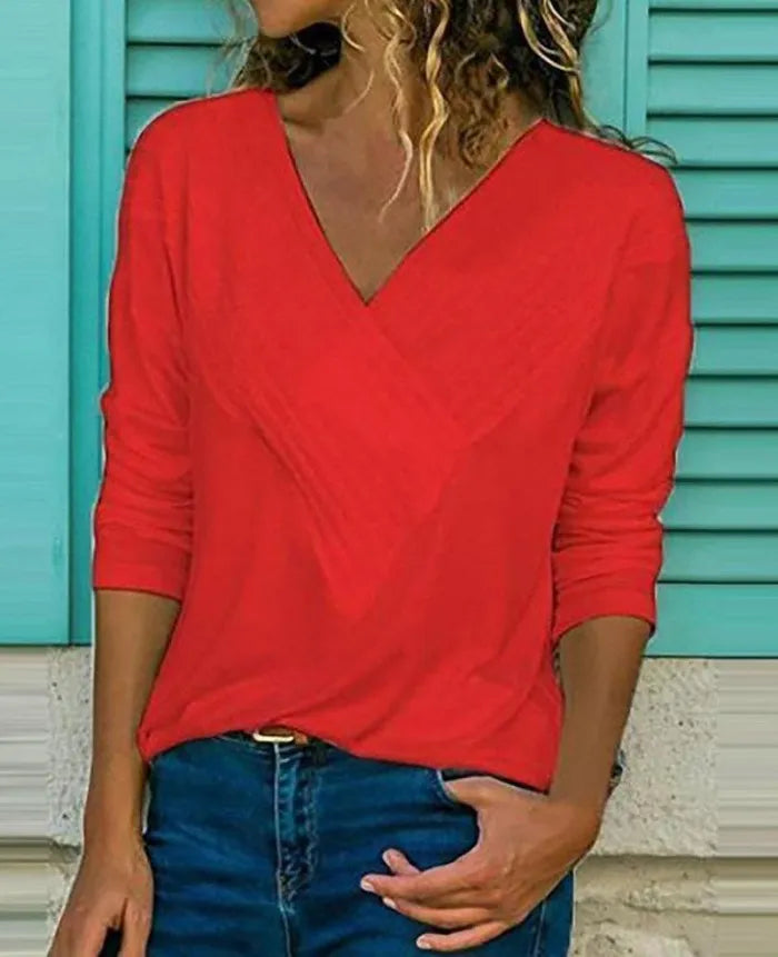 LP short v-neck and long sleeve t-shirts in solid color for leisure wear