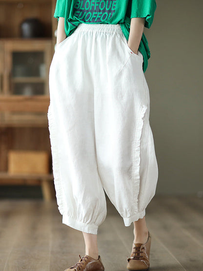 Short harem pants with ruffles