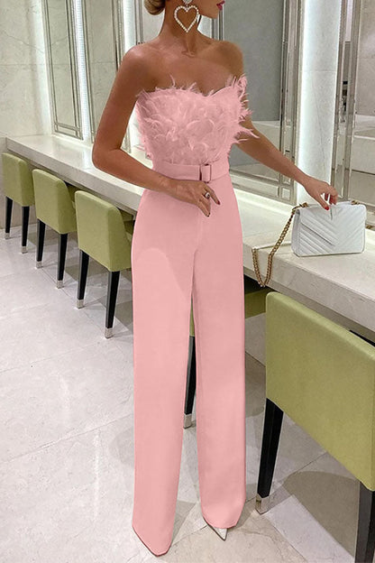 LP | jumpsuit with feather tube top