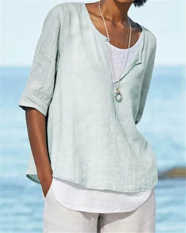 LP | Women's clothing Half-sleeve with V-neck Solid casual shirts