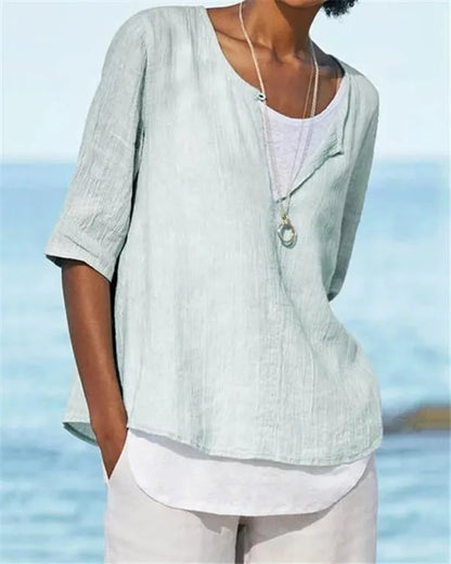 LP | Women's clothing Half-sleeve with V-neck Solid casual shirts