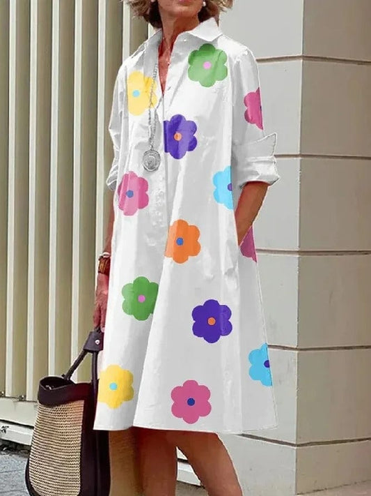 GAIA- Printed shirt dress with lapels