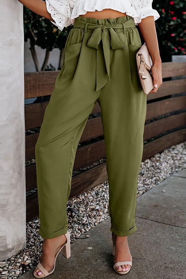 High Waist Bandage Casual Pants