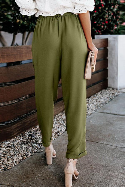 High Waist Bandage Casual Pants