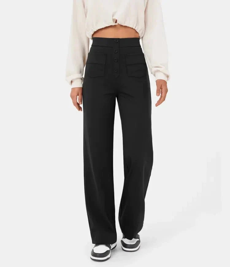 Casual, high-waisted elastic pants