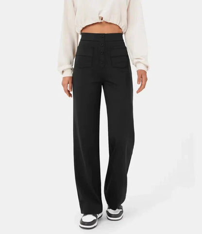 Casual, high-waisted elastic pants