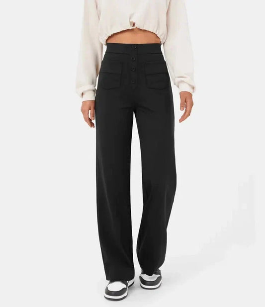 Casual, high-waisted elastic pants
