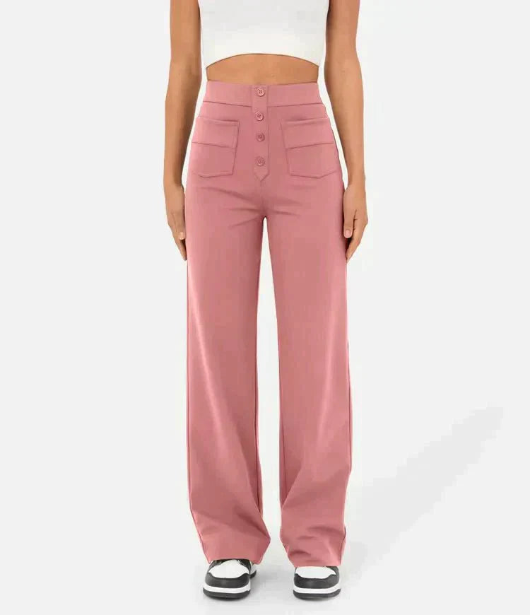 Casual, high-waisted elastic pants