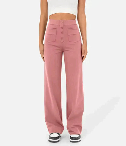 Casual, high-waisted elastic pants