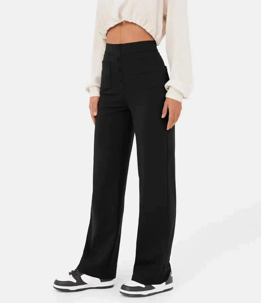 Women's high-waisted pants with front buttons
