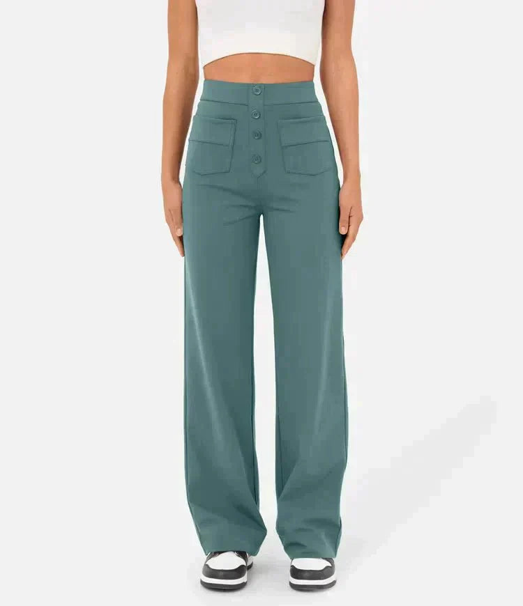 Casual, high-waisted elastic pants