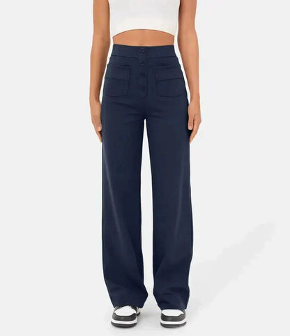 Casual, high-waisted elastic pants