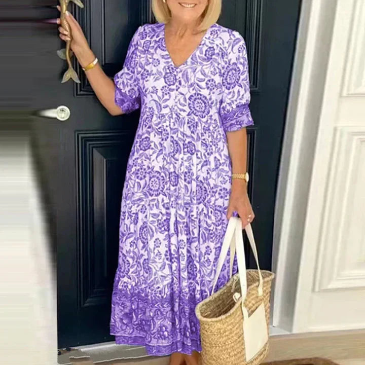 Elegant boho dress with V-neckline