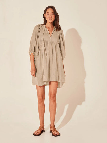 LP | Solid-colored dress with balloon sleeves