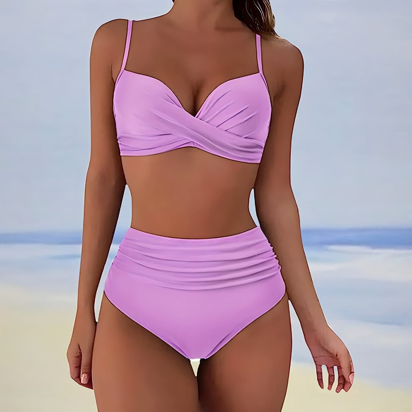High-waisted bikini with twisted top