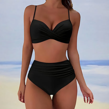 High-waisted bikini with twisted top