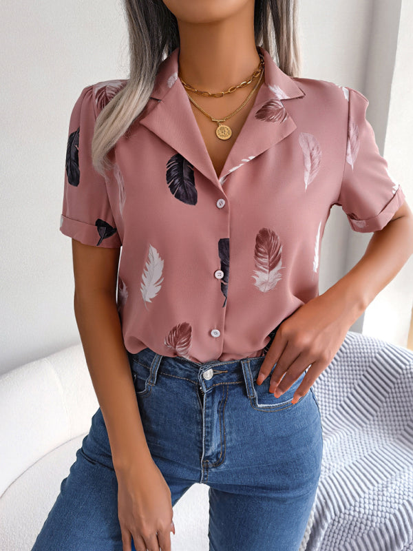 LP | Women's short-sleeved top with feather print