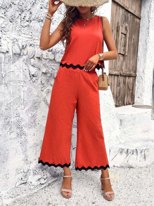 Women's new casual temperament vest pants webbing suit