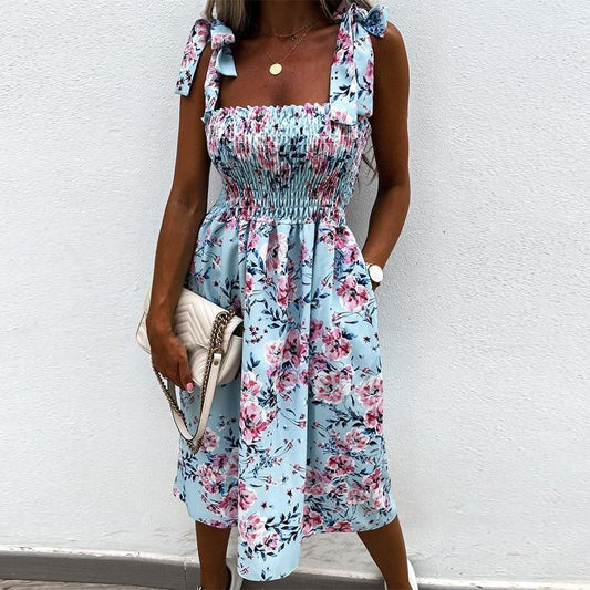 "Mirella" designer dress with floral pattern