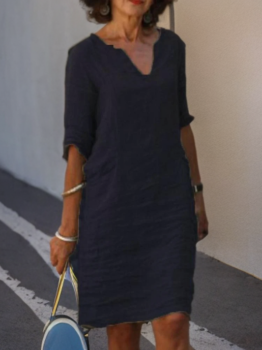 LP | Classic cotton and linen dress with sweetheart neckline