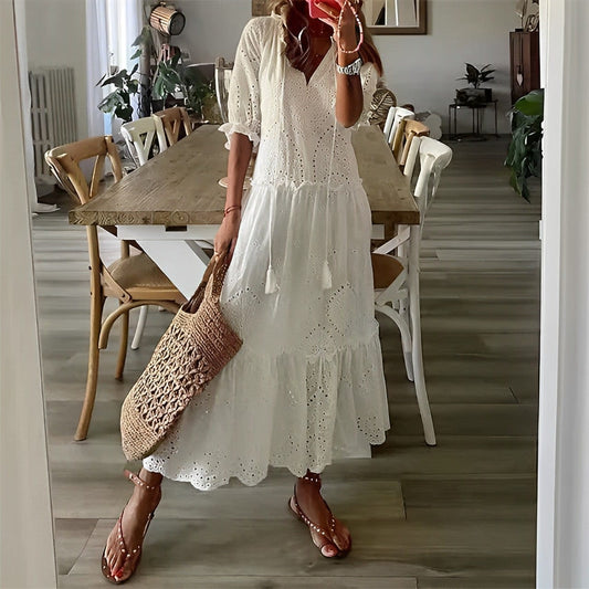 - Stylish white summer dress