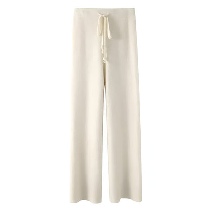 Malina | Comfortable knitted wool pants with wide legs