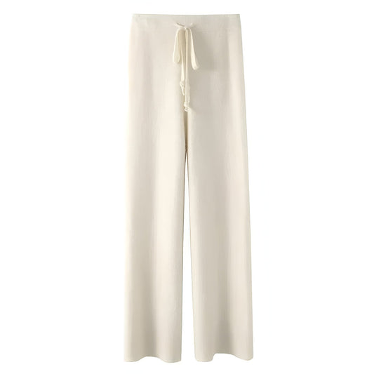 Malina | Comfortable knitted wool pants with wide legs