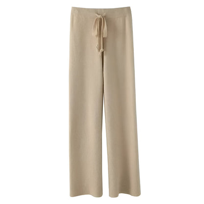 Malina | Comfortable knitted wool pants with wide legs