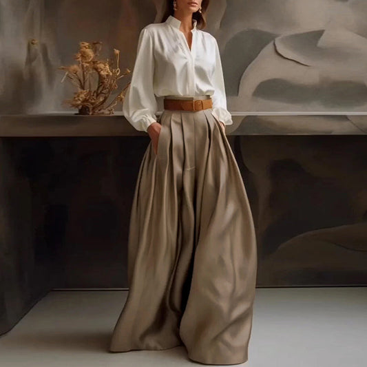 Casual, wide-leg, ankle-colored pants for women