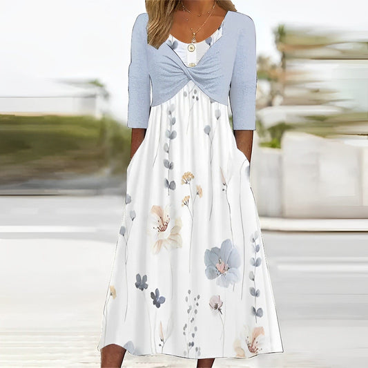 - Blue dress with print