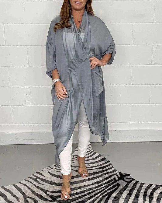 LP | Com��r - Wide silk top with v-neckline