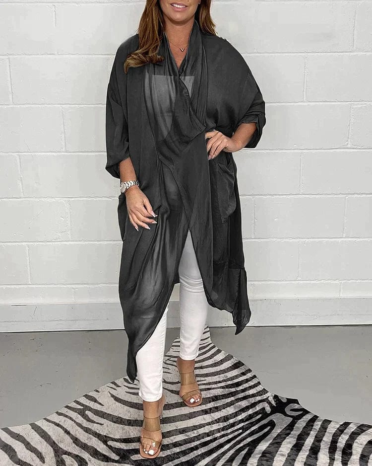 LP | Com��r - Wide silk top with v-neckline