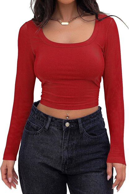 LP | long sleeve crop top with square neckline 2024