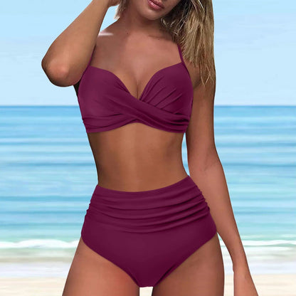 High-waisted bikini with swivel-front top